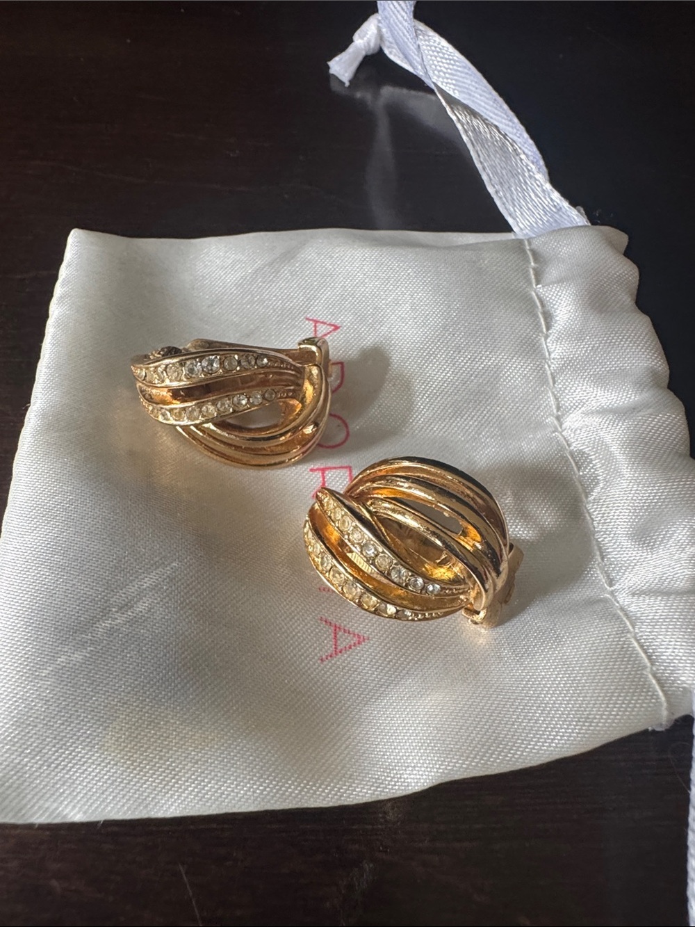 Dior Gold-Tone Crystal Wave Clip-On Earrings